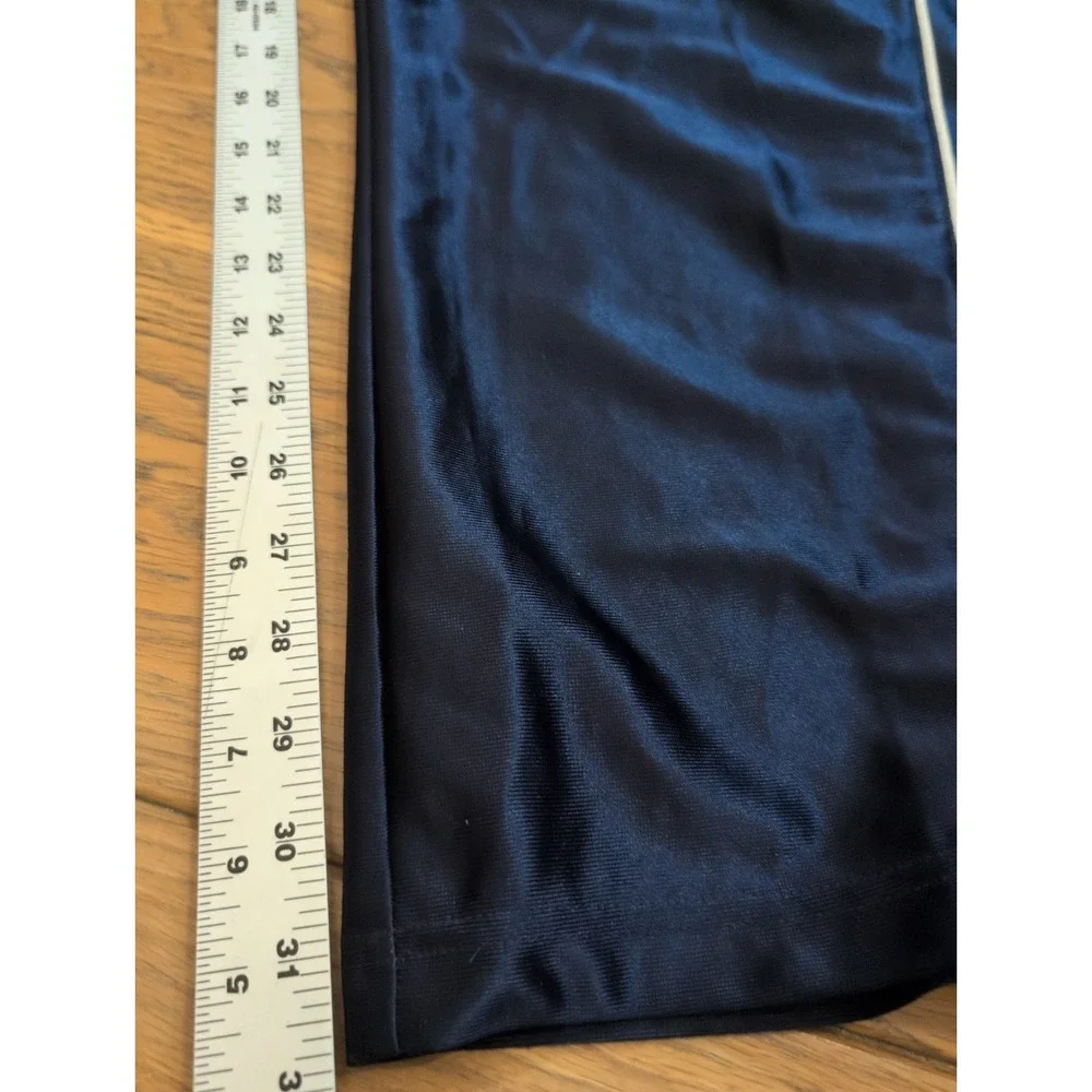 Y2K Adidas Shiny Loose Track Pants Mens 2XL Blue Elastic Waist 3 Stripe Pockets
